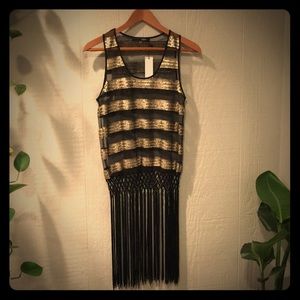Fringed Flapper Sequin Stripe Top